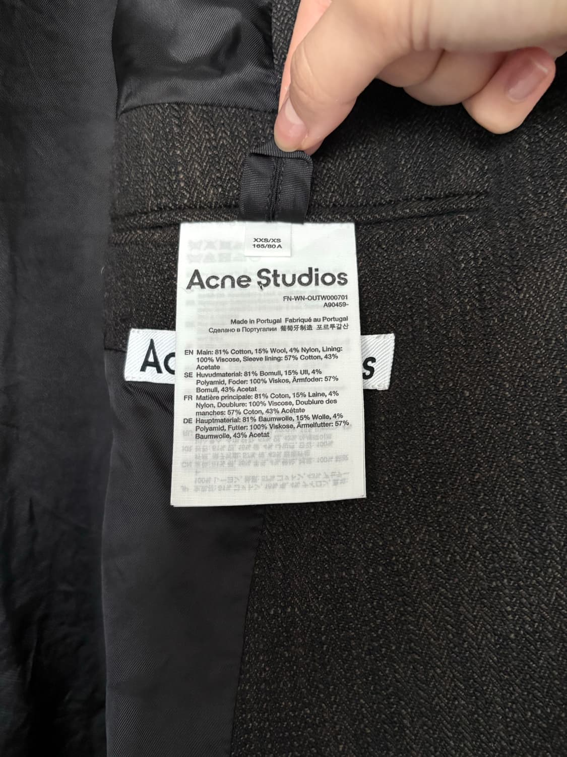 아크네 스튜디오 울 더블 브레스티드 블레이저/ EU 40 상품이미지5