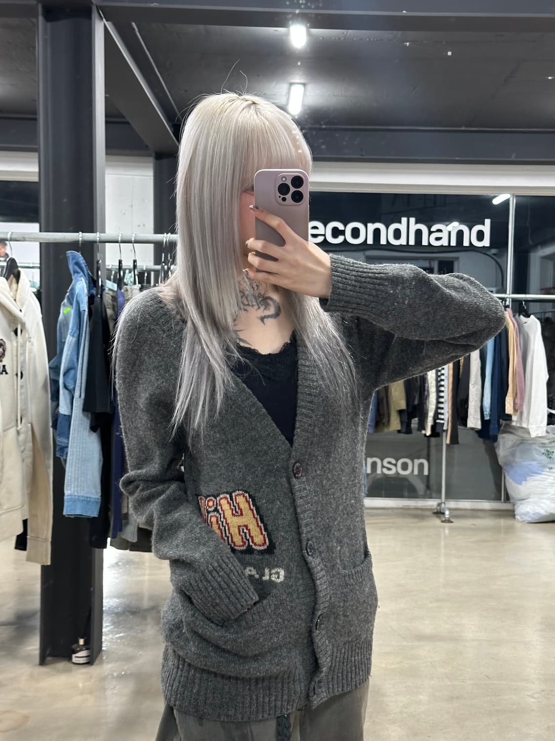 히스테릭 글래머 그레이 니트 가디건 상품이미지1