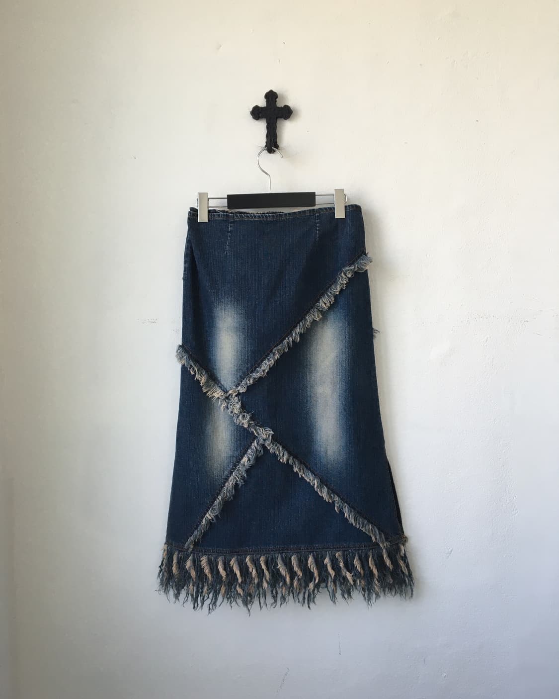 Lace up fringe denim skirt 상품이미지2