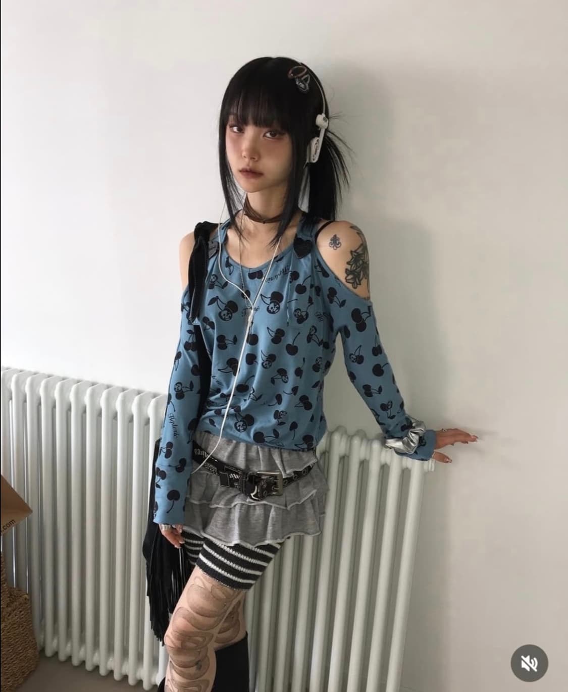 히스테릭글래머 체리 오프숄더 블루 빈티지 히글 버테클 대장템 상품이미지7