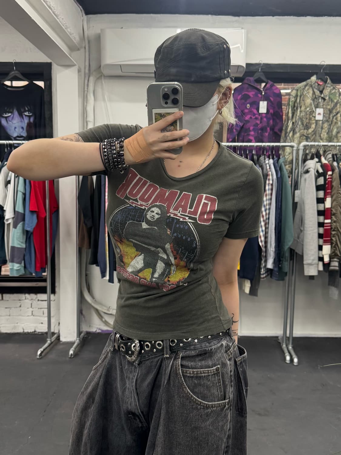 히스테릭 글래머 히스걸 카키 티셔츠 상품이미지4