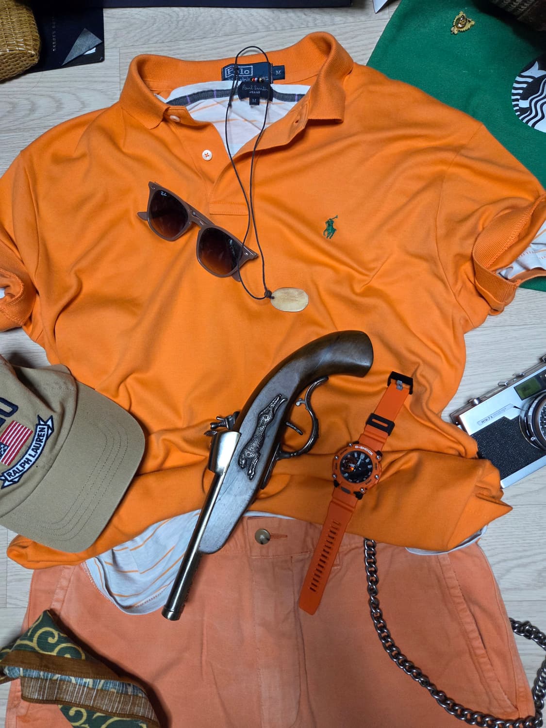 POLO RALPH LAUREN 반팔 카라티 티셔츠 주황 그린 상품이미지5