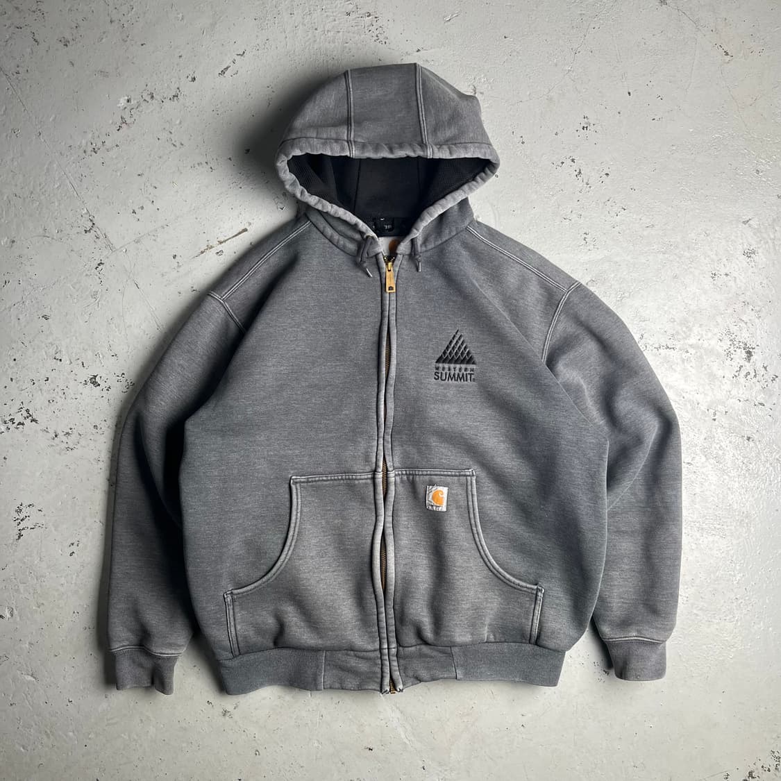 빈티지 칼하트 페이디드 다크그레이 써멀 후드집업 상품이미지2