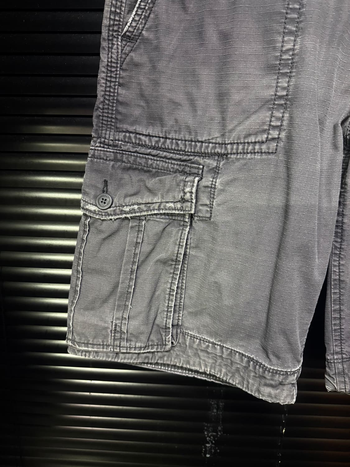 후아유 워싱 데님 애쉬 그레이 워크 카고 팬츠 반바지 쇼츠 32 밀리터리 상품이미지2