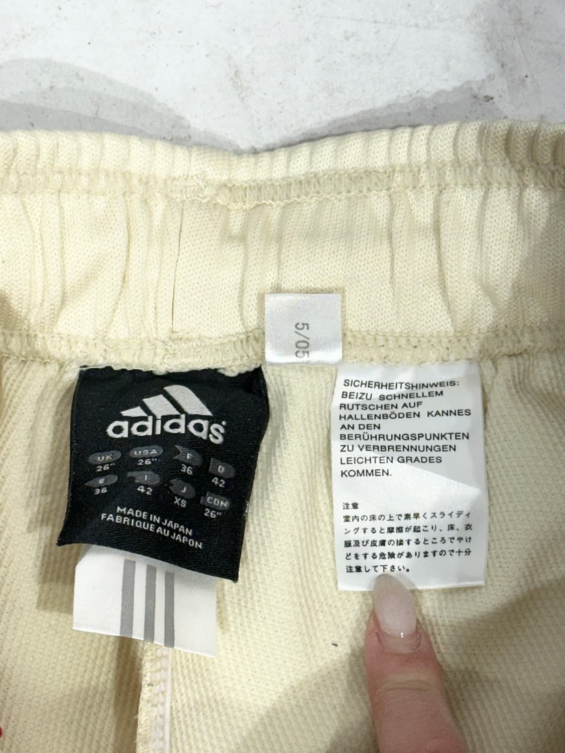 아디다스 크림 베이지 레드 삼선 와이드 트레이닝 바지 추리닝 팬츠 XS 상품이미지7