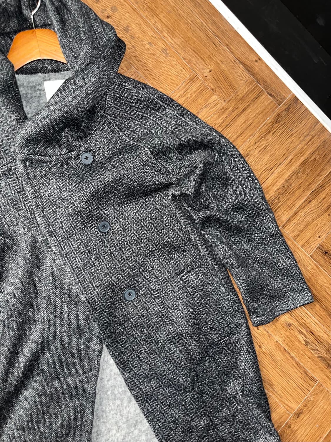 빈티지 헤링본 후드 코트 상품이미지8