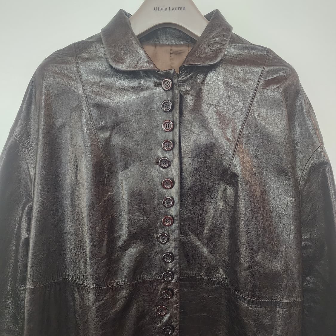 명품 양가죽 브라운 롱 코트 상품이미지2