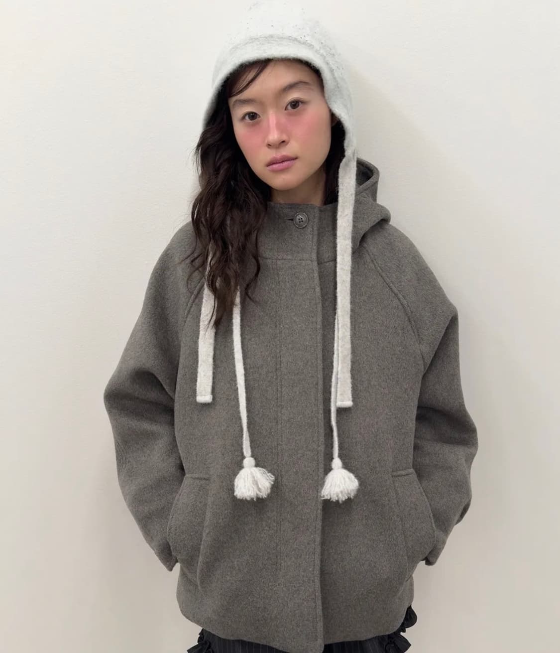 타입서비스 후디드 하프 코트 그레이 상품이미지1