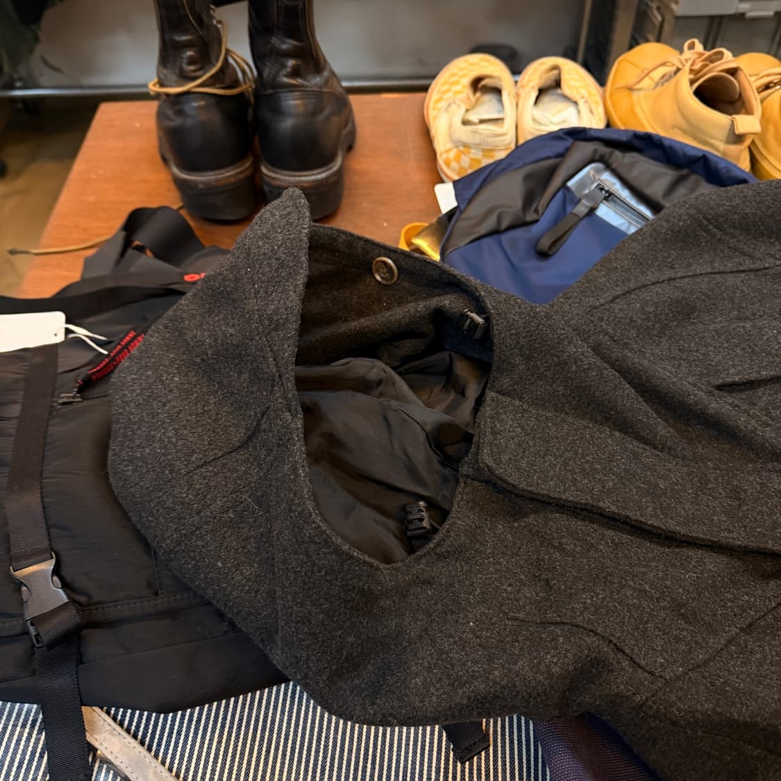 아르마니 익스체인지  울 베이스 사선지퍼 후드 자켓 숏코트 상품이미지4