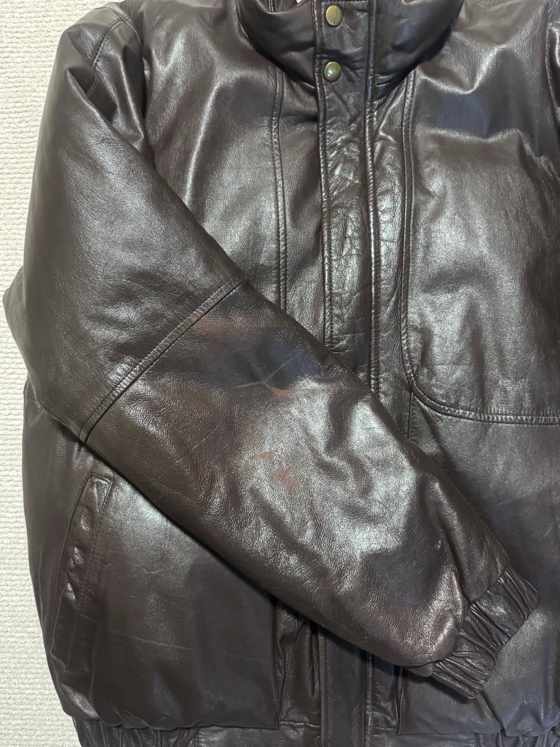 90s Eddie Bauer 구스다운 양가죽 레더 패딩 M 상품이미지4