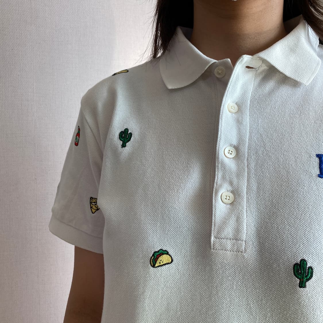 🌮 [Pearly Gates] 위트 자수 화이트 피케 셔츠 상품이미지3