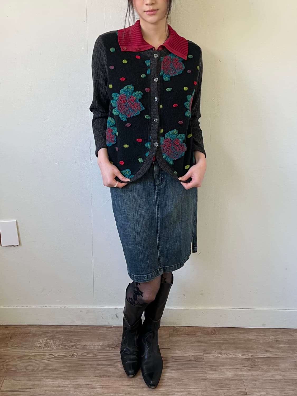 WiNDEL 플라워 아트 스웨터 가디건 상품이미지5