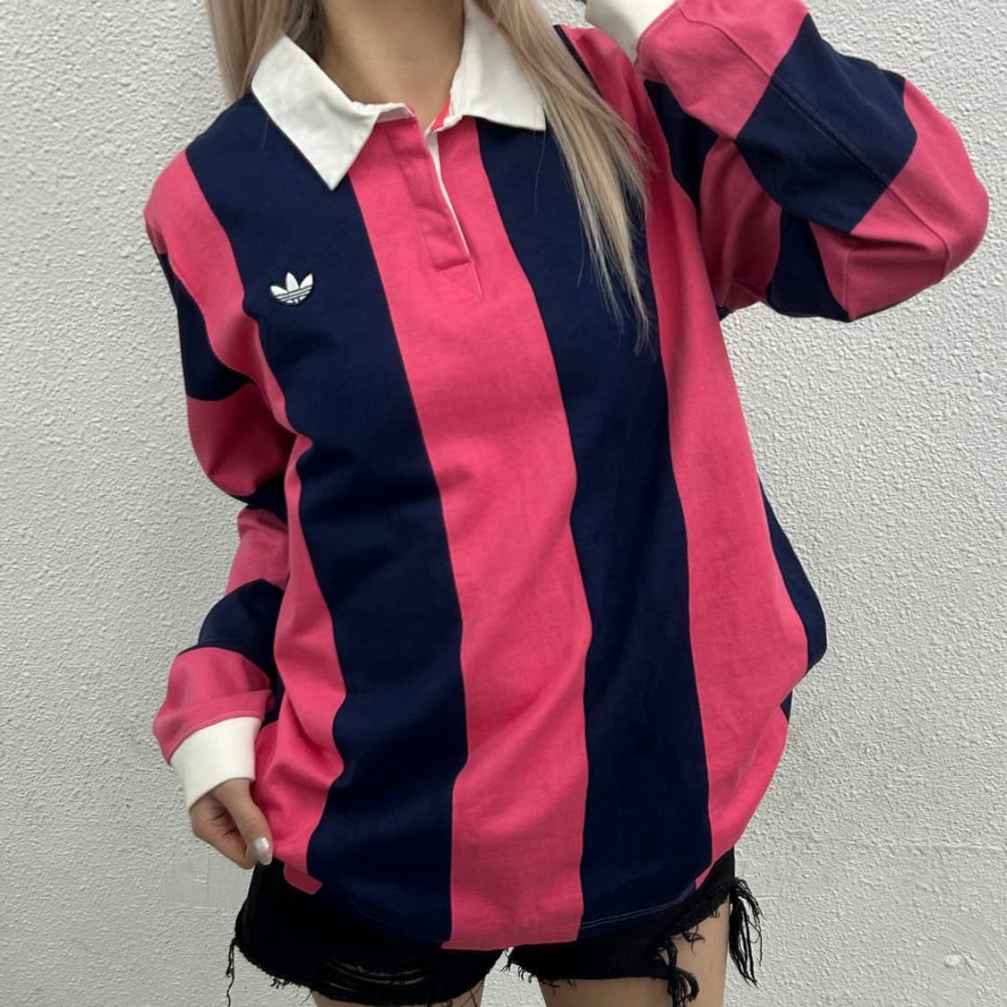 아디다스 네이비 단가라 딸기맛 pk 긴팔티 3XL 상품이미지1