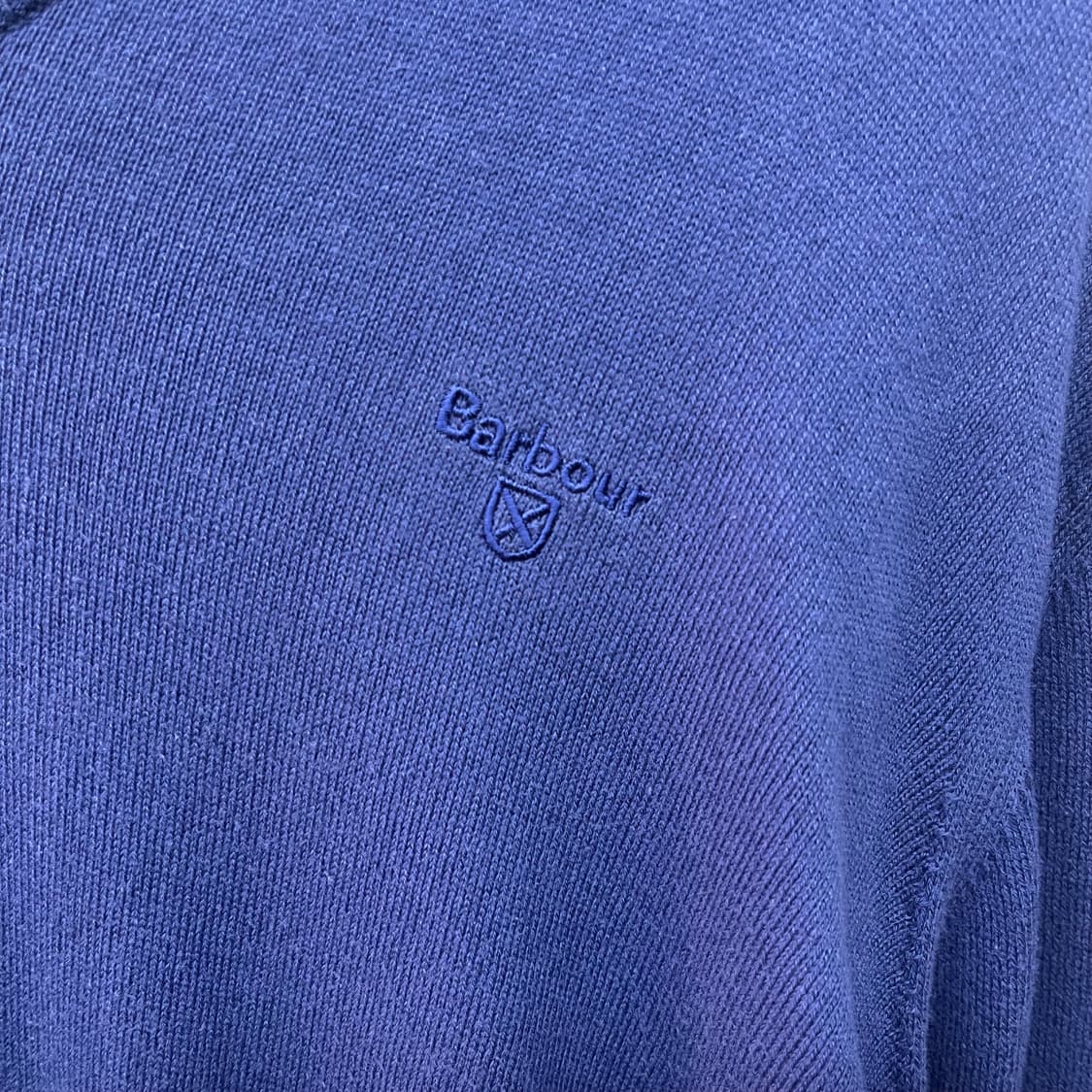 바버 V넥 니트 블루 남XL 상품이미지3