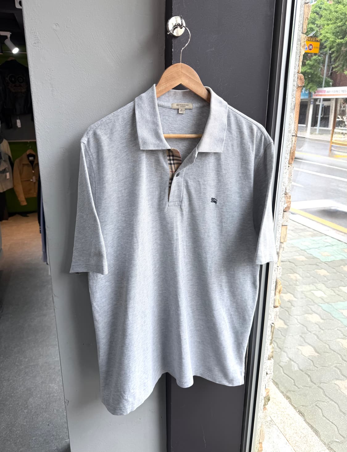 100~105/ 버버리 미니 로고 폴로 그레이 반팔 상품이미지2