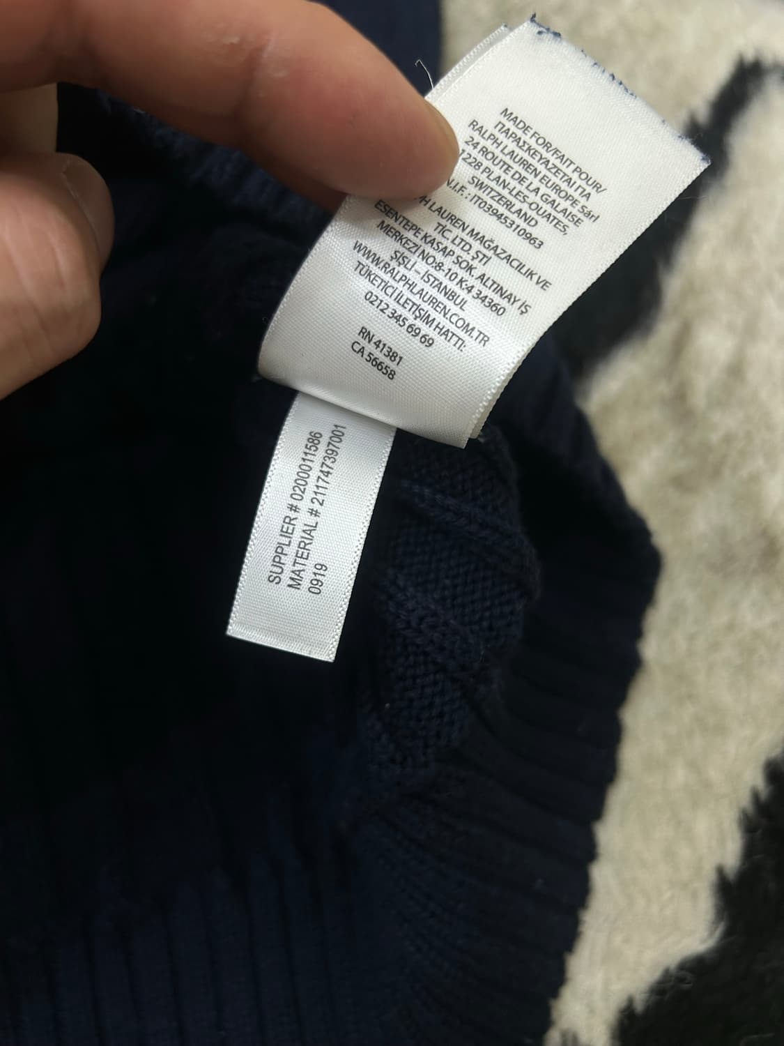 [M]폴로랄프로렌 라운드 꽈배기 니트/네이비 상품이미지6