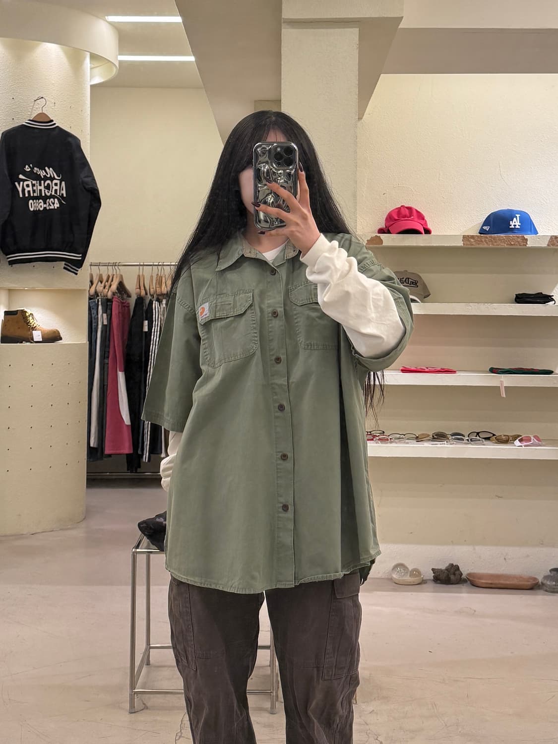 칼하트 투포켓 반팔 워크셔츠 라이트그린 U1348 상품이미지1