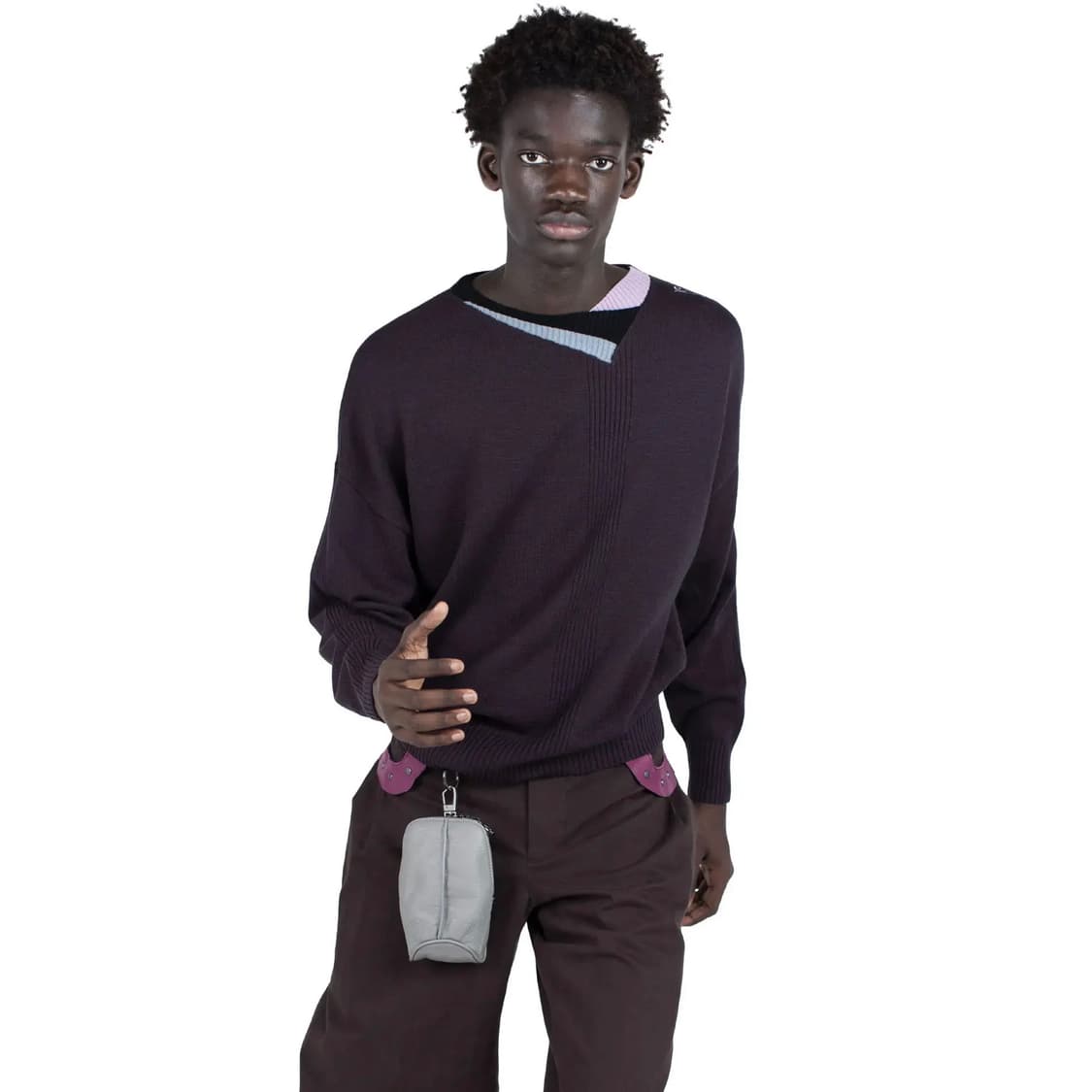 [50]키코 코스타디노브 25fw VIG 멀티 카라 니트/다크 브라운 상품이미지1