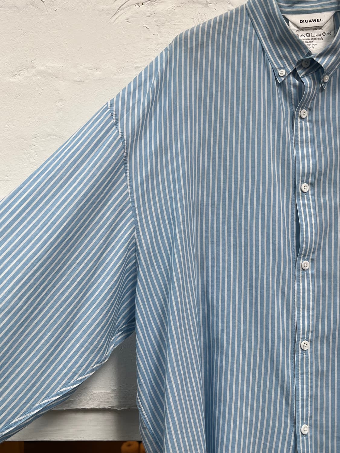 Digawel 실크 스트라이프 블루 크롭 셔츠 2 상품이미지6