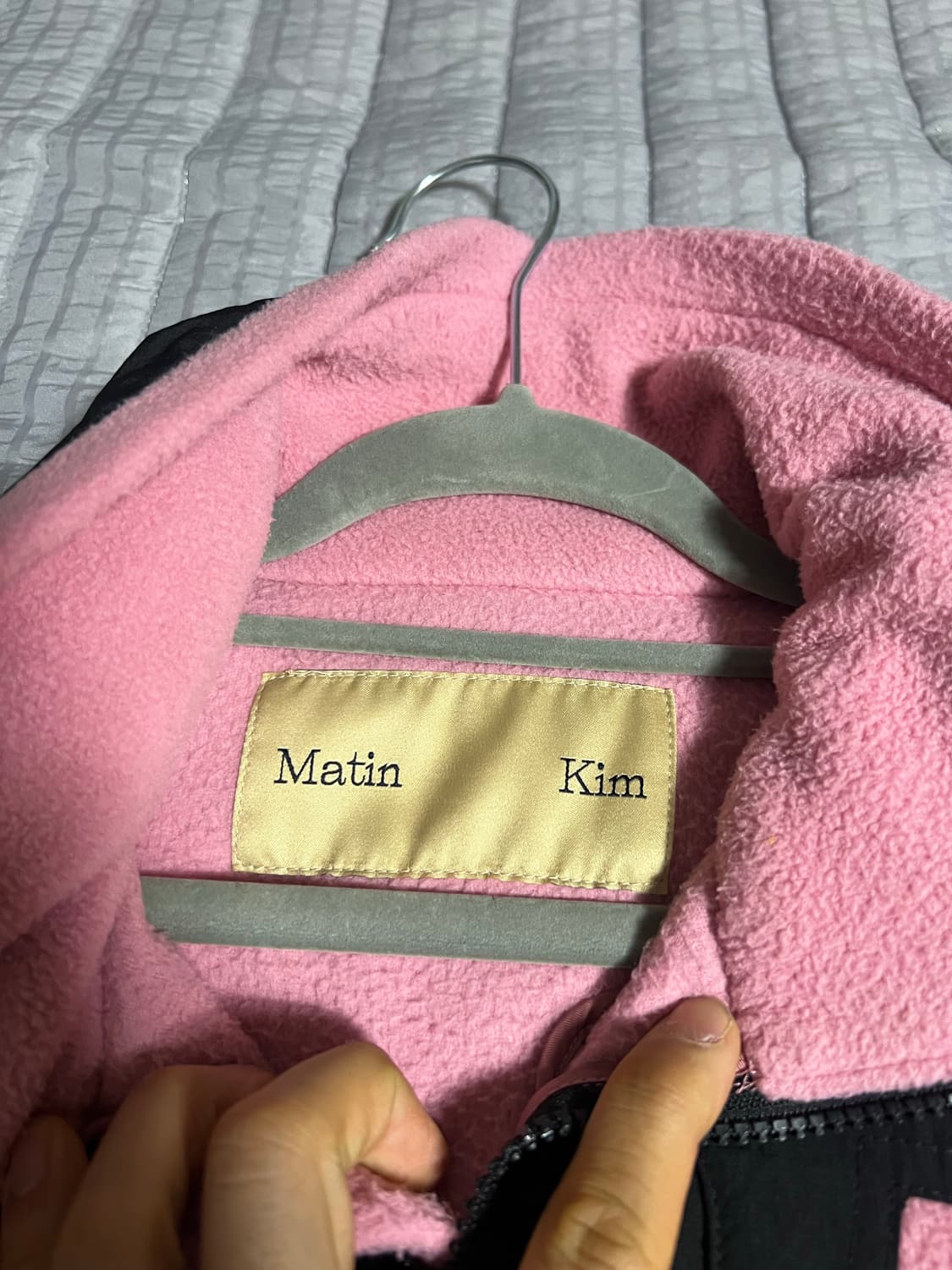 마뗑킴 플리스 크롭 트랙 점퍼 핑크 Free 상품이미지5