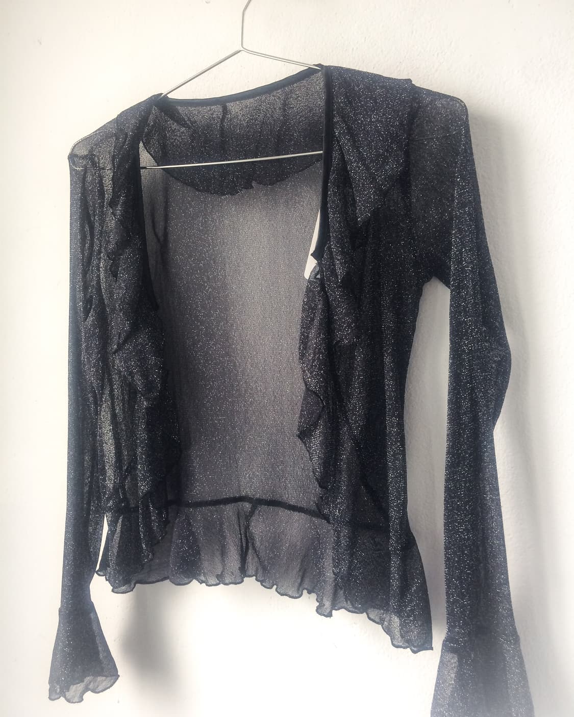 Glitter frill open mesh cardigan 상품이미지4