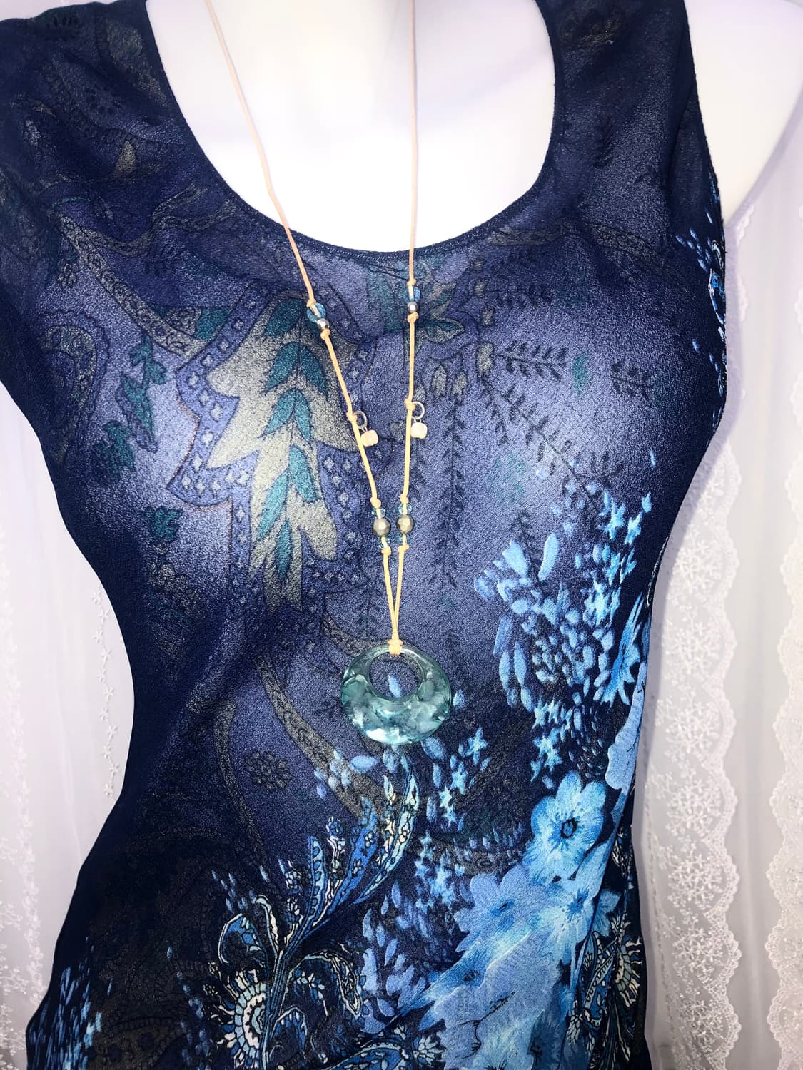 blue flower oriental necklace 상품이미지2