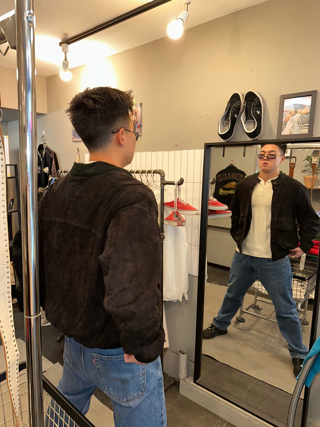 Old Euro genuine leather suede bomber 상품이미지3