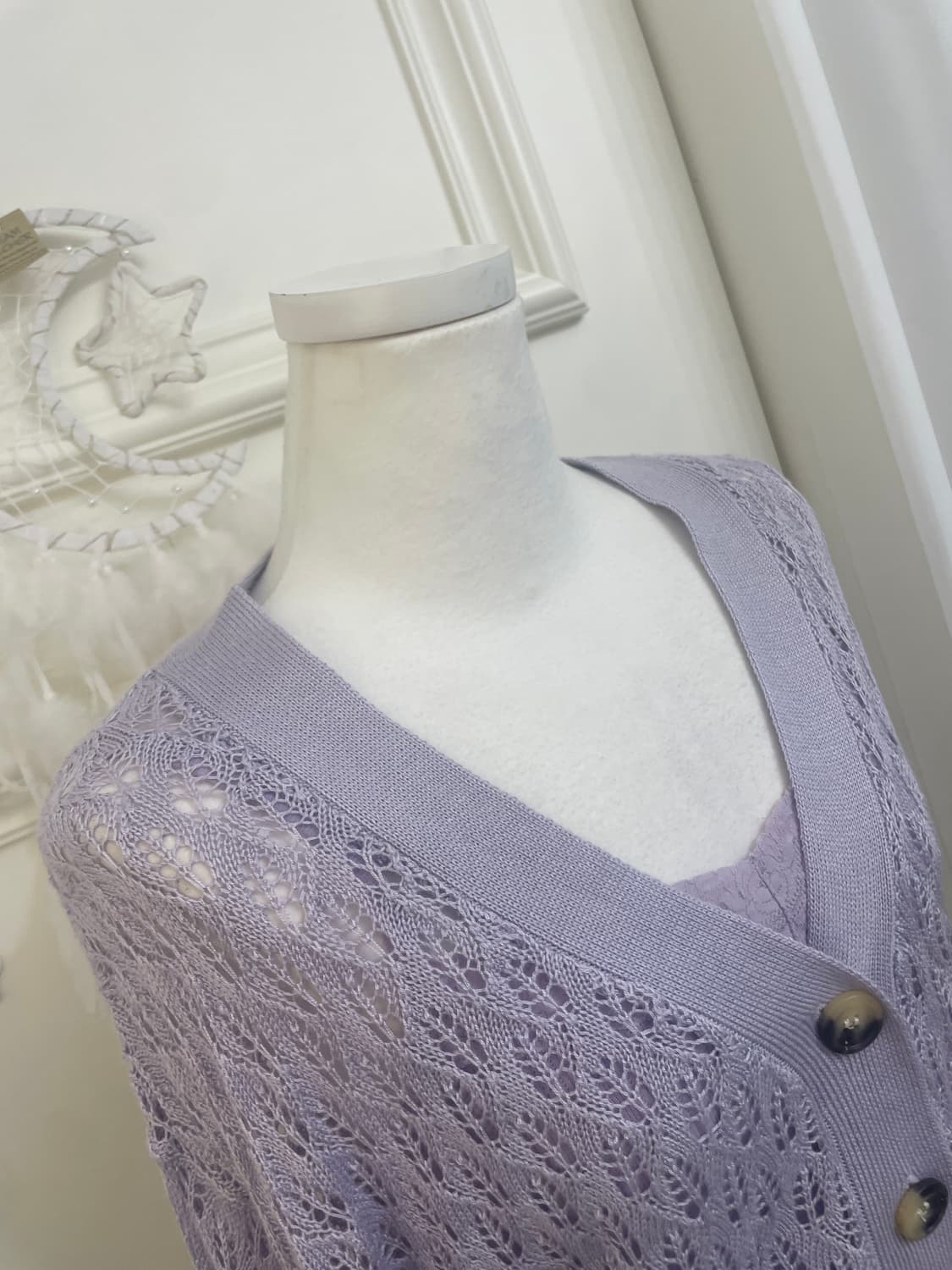 lavender crochet crop cardigan&lace poin 상품이미지5