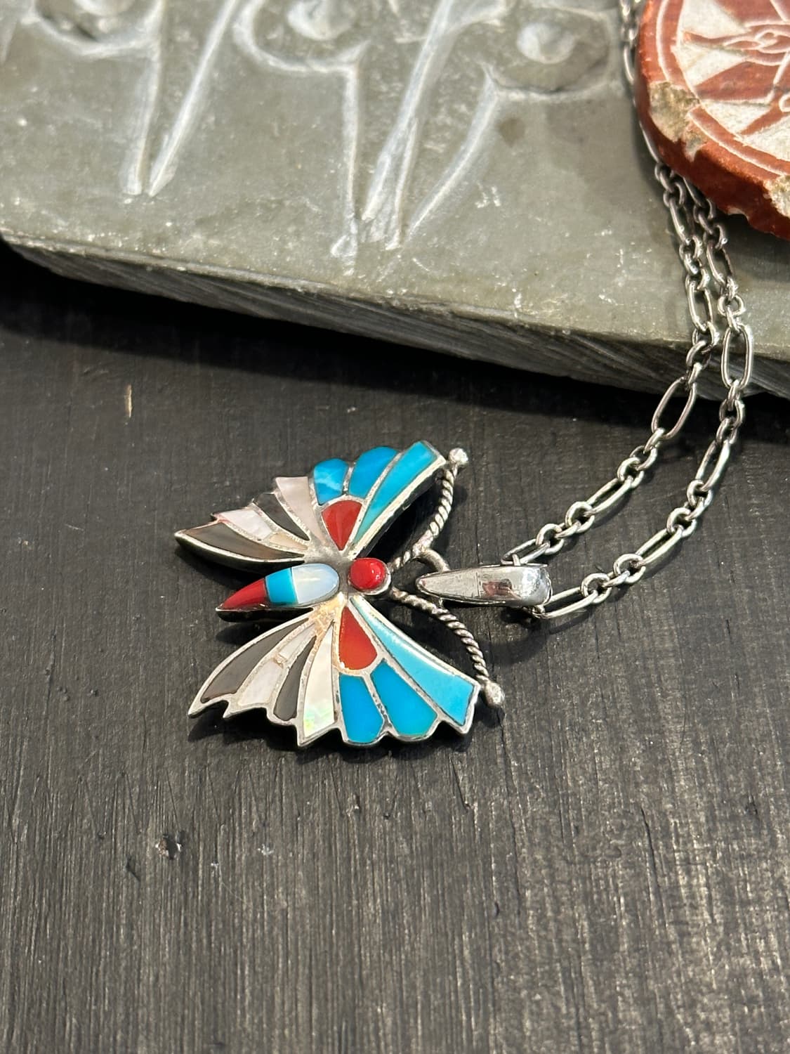 Butterfly Turquoise Inlay 925SilverNeckl 상품이미지2