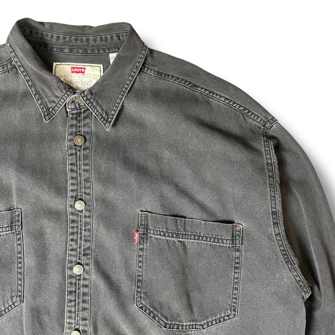 리바이스 00s 투포켓 레드탭 흑청 데님 셔츠 XL 상품이미지3
