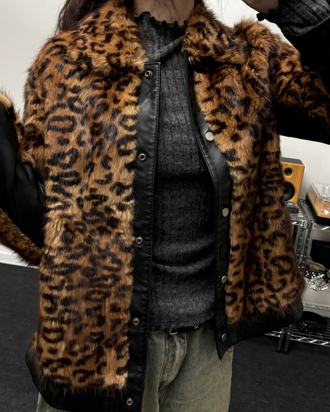 올드 빈티지 레오파드 퍼 레더 자켓 상품이미지2