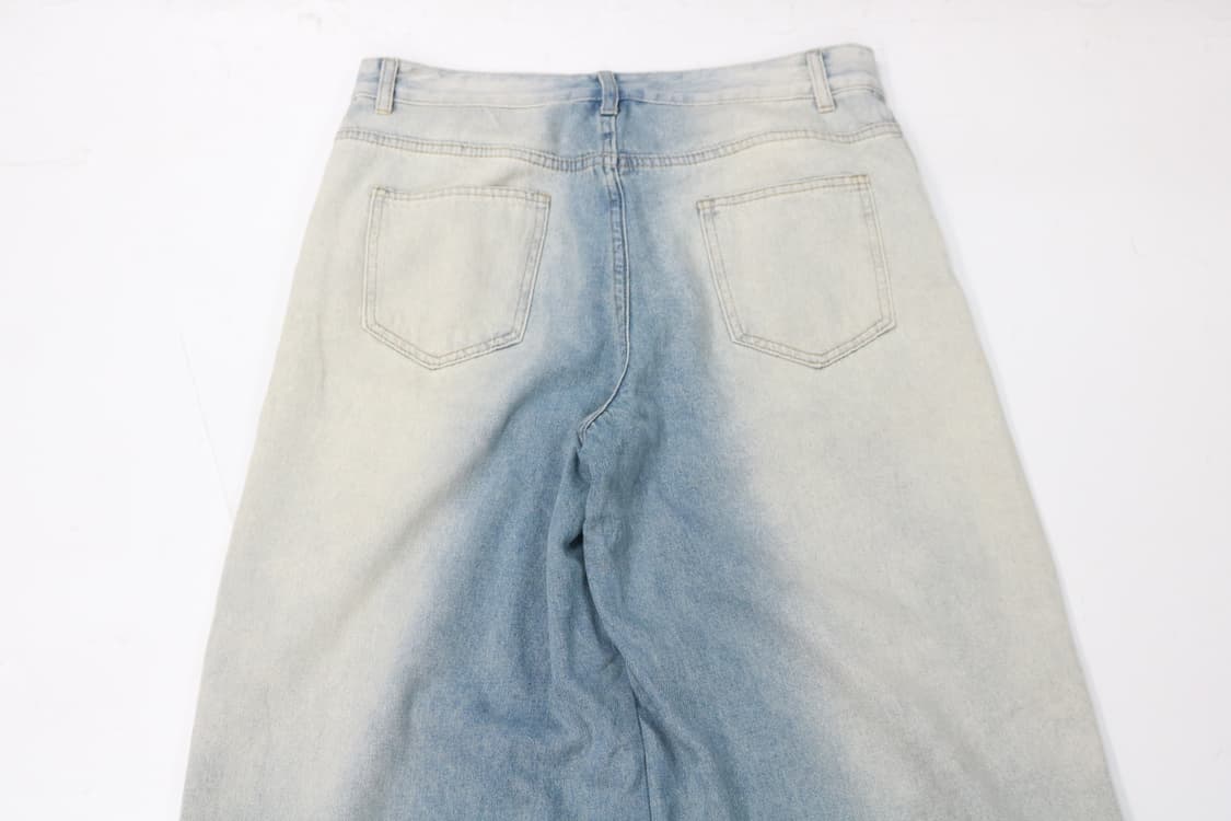 빈티지 페이딩 워싱 라이트 블루 와이드 데님 팬츠 상품이미지7