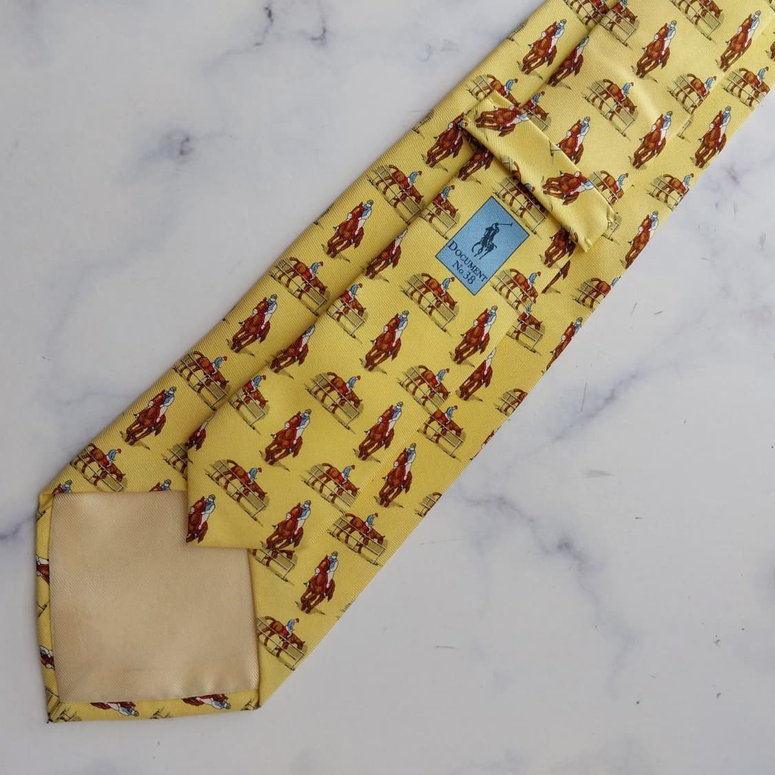 폴로 랄프로렌 옐로우 승마 패턴 넥타이 9.1cm A+~A등급 K2594 상품이미지4