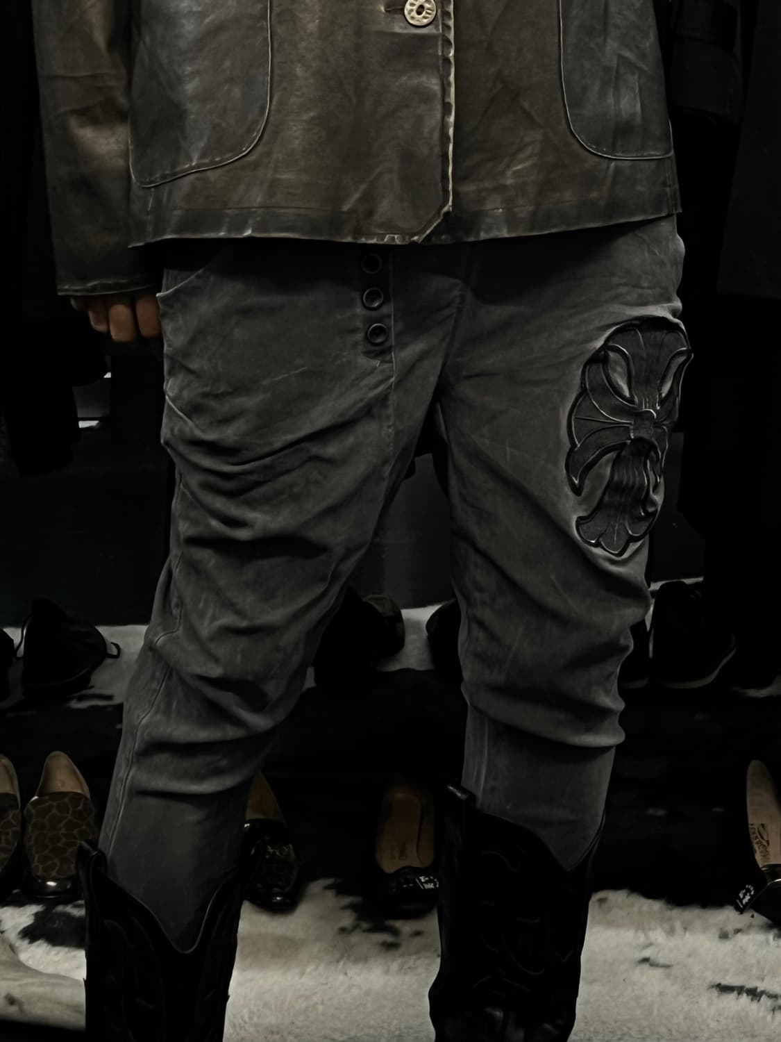 Ozz croce 고스펑크 스키니핏 그레이 워싱 팬츠 상품이미지2