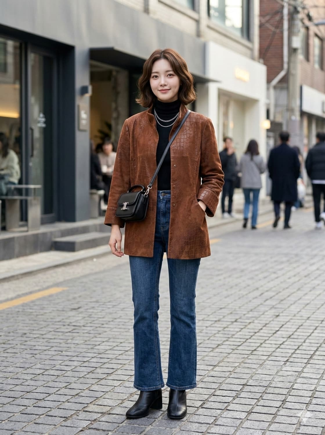 PAT 여성 크로커다일 배색 스웨이드 자켓 상품이미지1