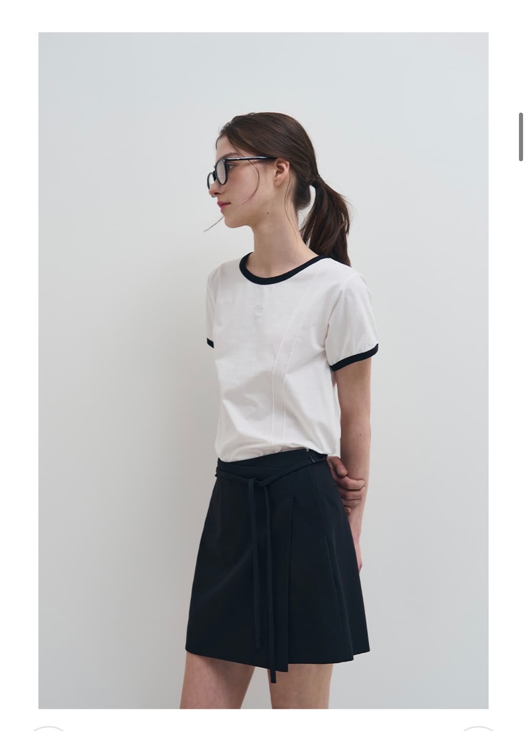 (S) 드로우핏 우먼 더블 핀턱 링거 티셔츠 [WHITE] 판매 반팔 상품이미지3