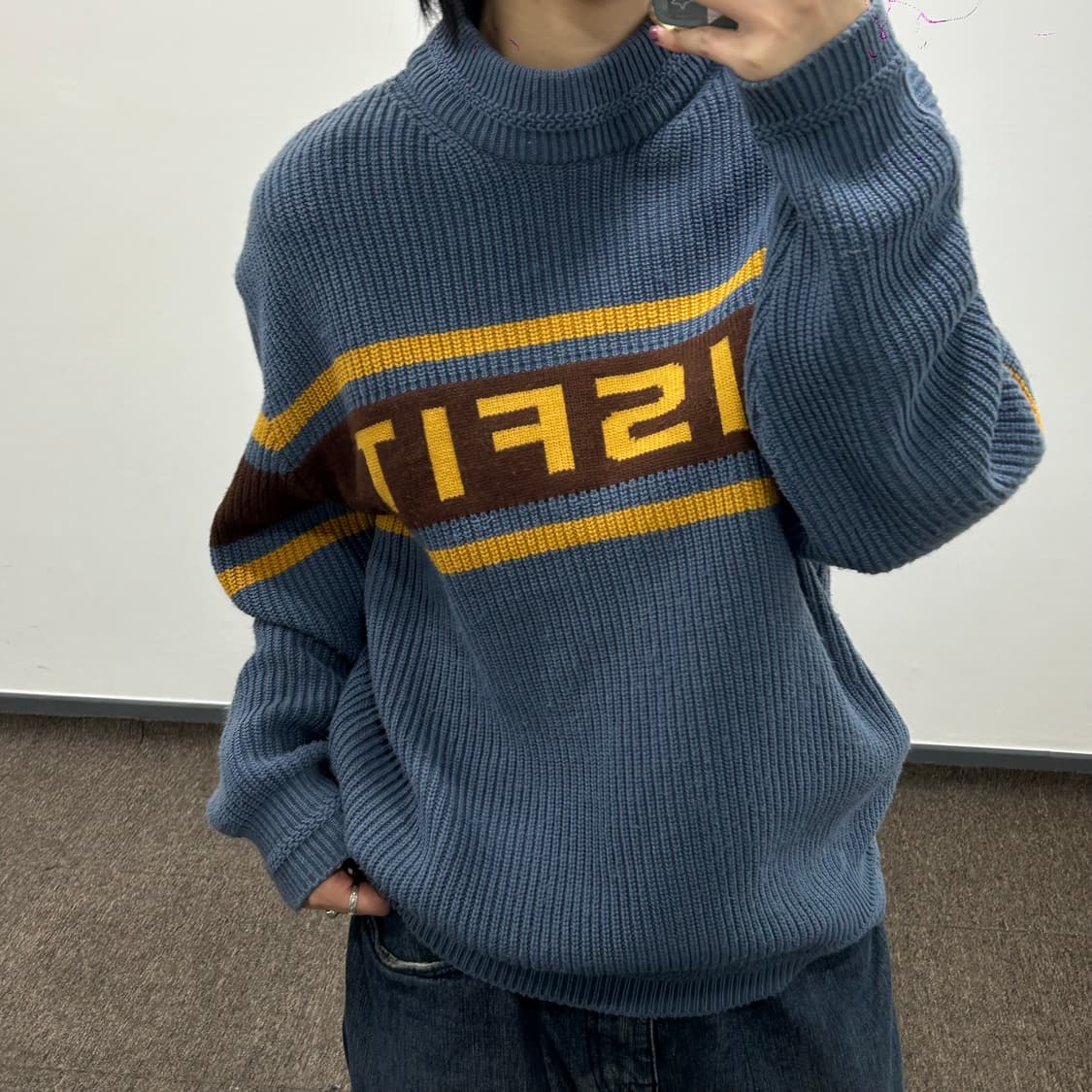 Sculptor 스컬프터 misfit 블루 버건디 배색니트 상품이미지2