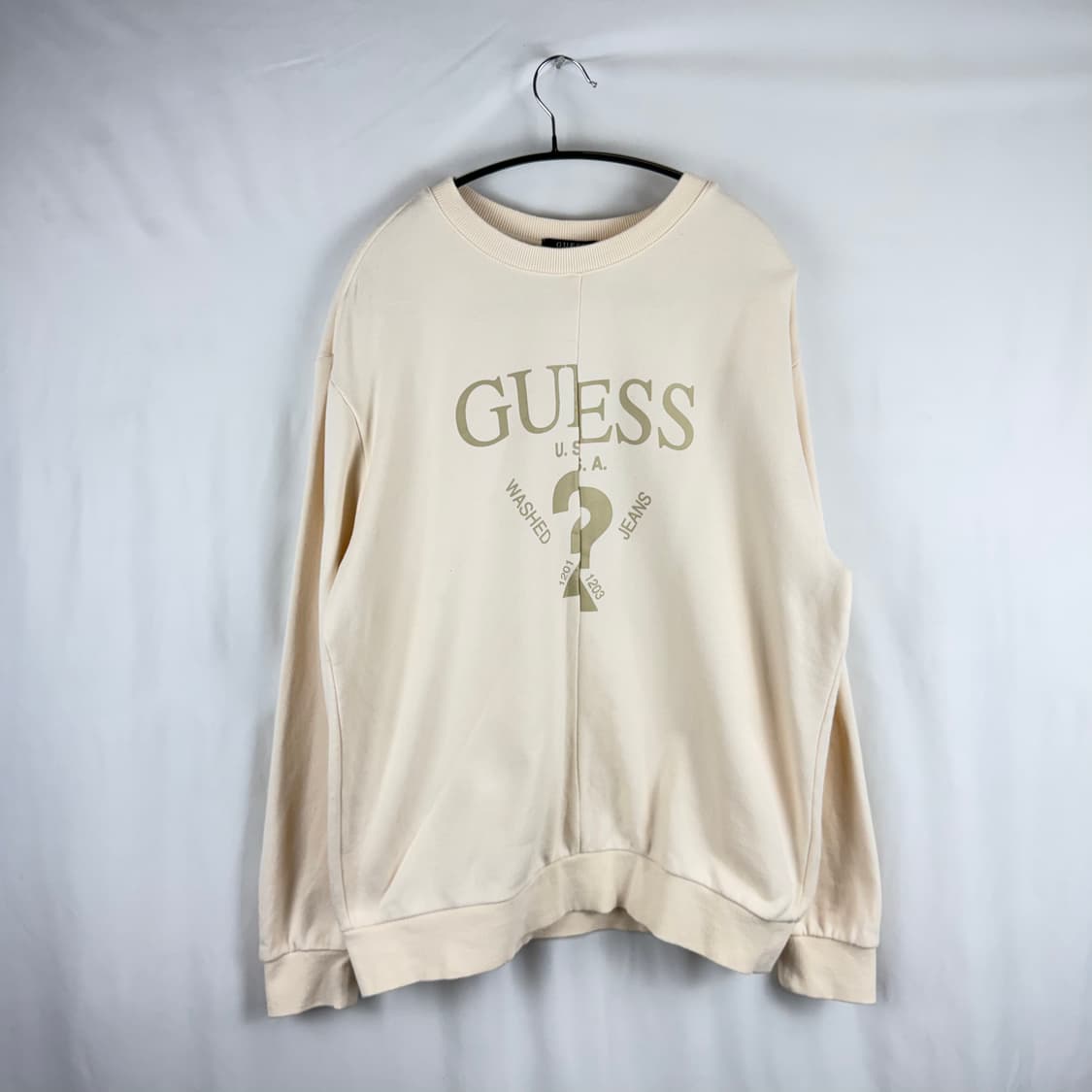 (M) 게스 로고 맨투맨 아이보리 상품이미지2