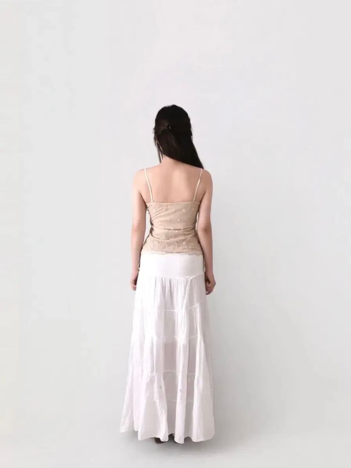 이알로이지 빈티지 화이트 롱스커트 상품이미지3