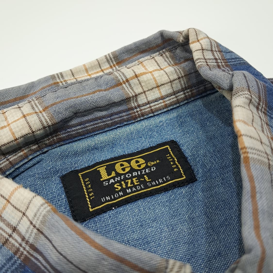 CL260 L 리 90s 코튼 버튼다운 블록 플레이드 체크 블루 셔츠  상품이미지3