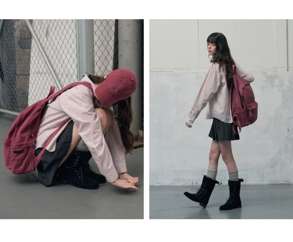(새상품)(S) 레더리 스몰 로고 스트라이프 코튼 셔츠 [PINK] 상품이미지7