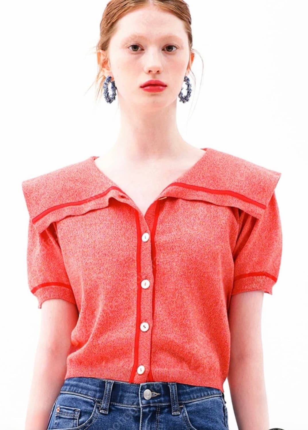 에브모우 세일러 카라 썸머 가디건 상품이미지1