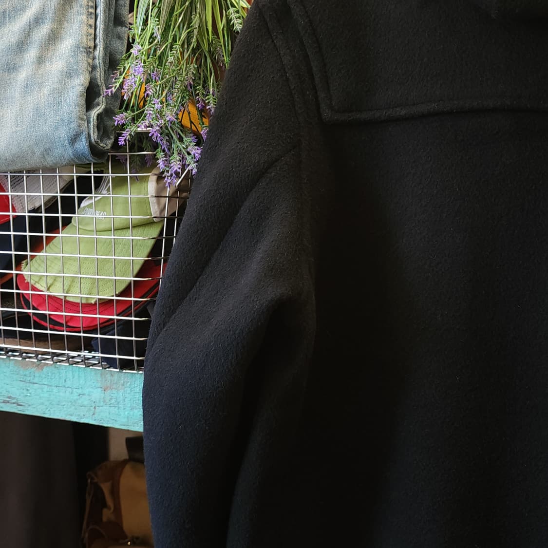 90s 글로버올 더플코트 잉글랜드 플레드 체크 빈티지 헤비울 코트 블랙S 상품이미지9