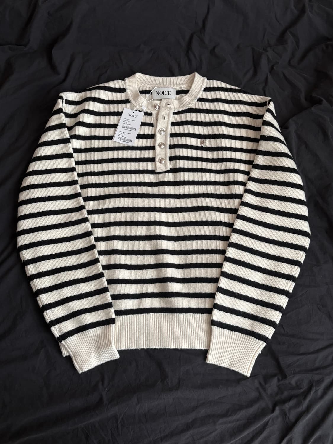 [새상품] 노이스 울 헨리넥 스트라이프 니트 L사이즈 상품이미지4