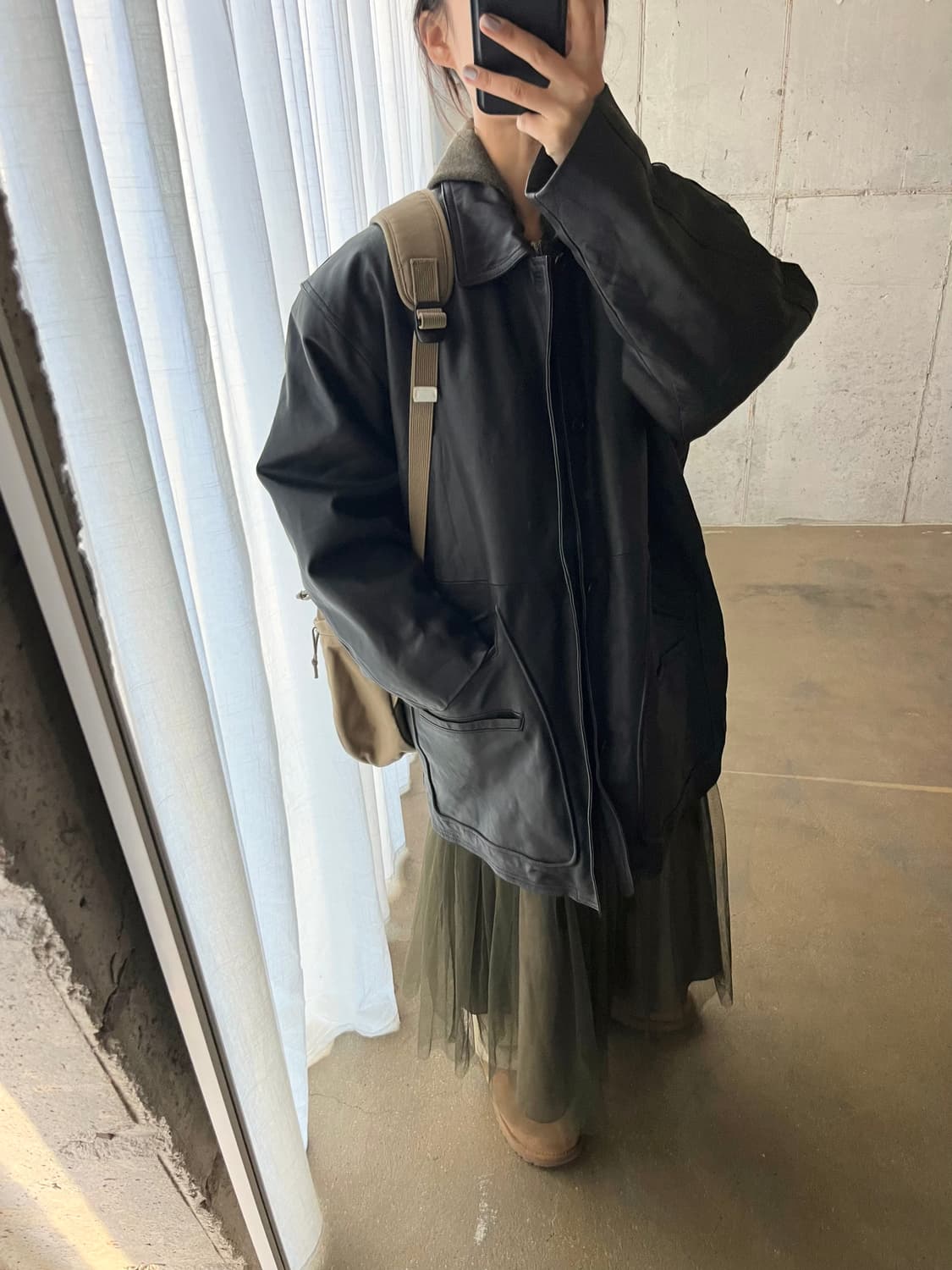 90s lambskin 양가죽 미디 자켓 상품이미지2