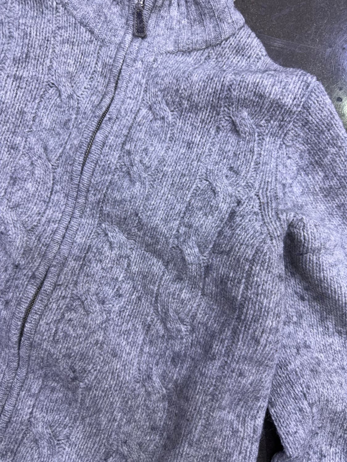 타미힐피거 코튼 케이블 니트 스웨터 투웨이 집업 라이트 그레이 M 상품이미지4