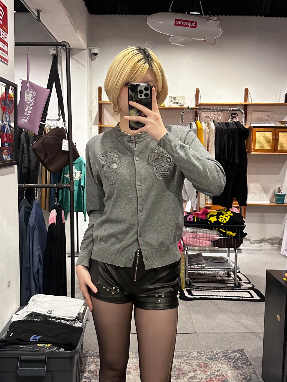 HYSTERIC GLAMOUR Skull Lace Cardigan 상품이미지3