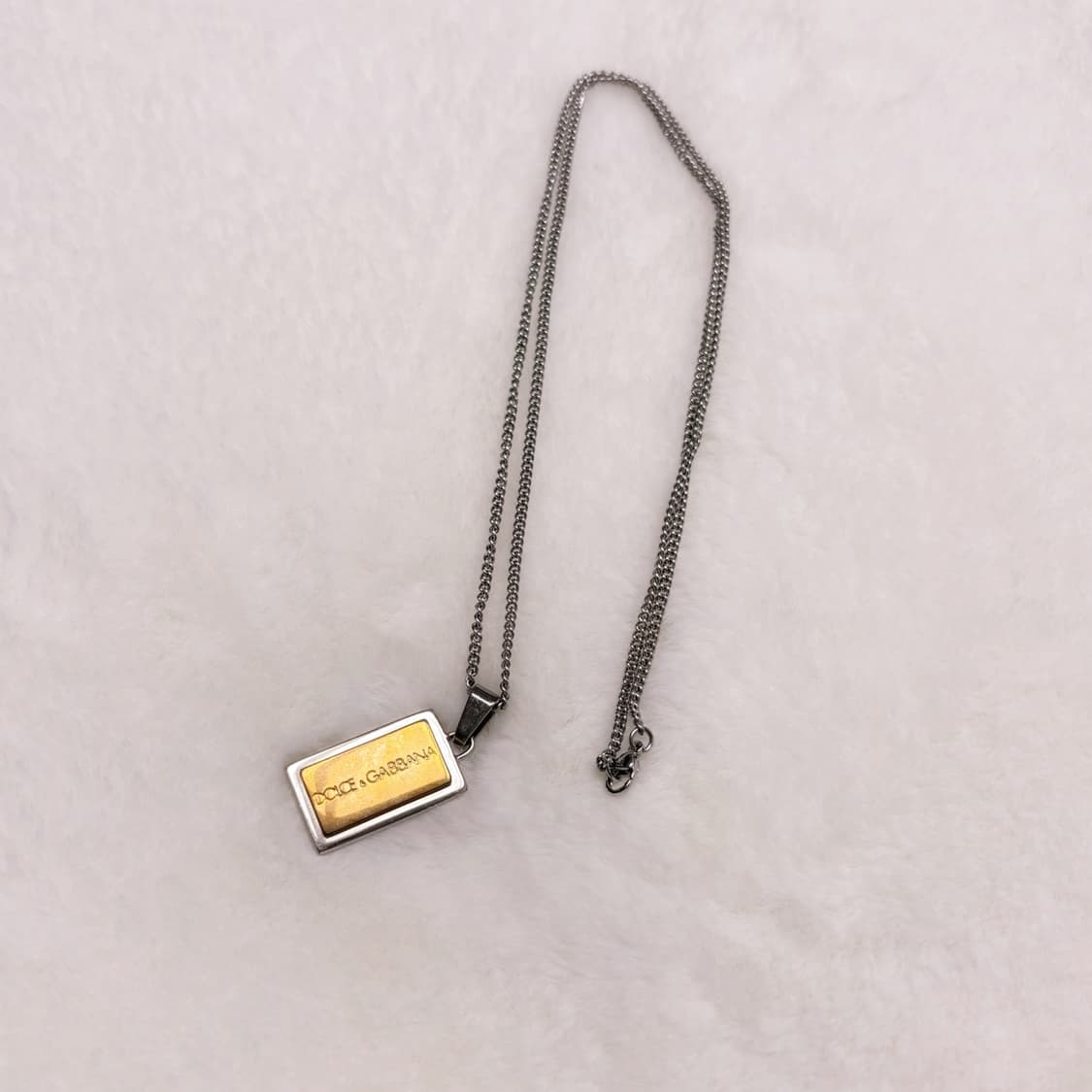 Dolce & Gabbana 돌체앤가바나 로고 금장 바 실버 목걸이  상품이미지2