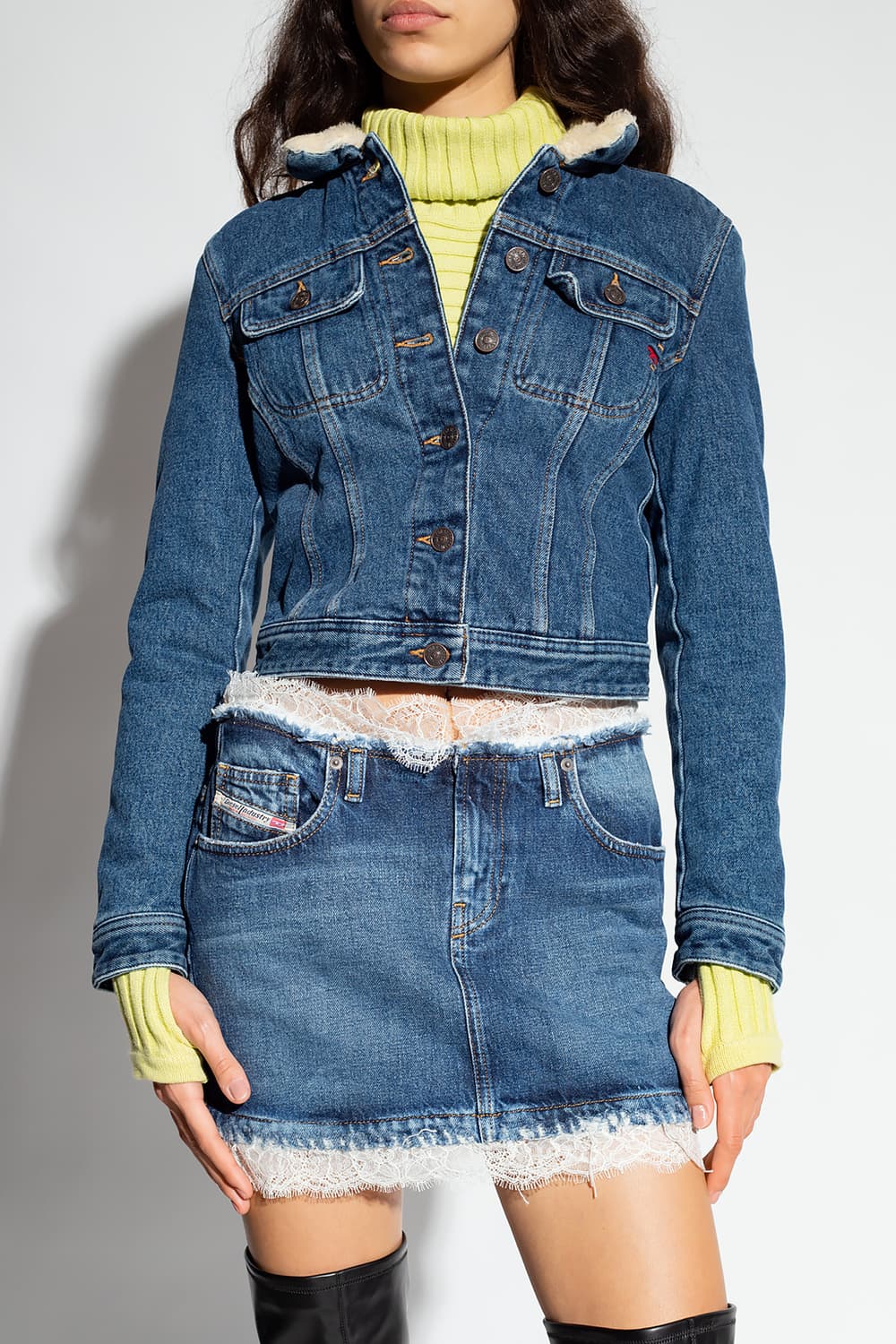 DIESEL 디젤 여성 페이크퍼 카라 데님 자켓 80% 상품이미지4