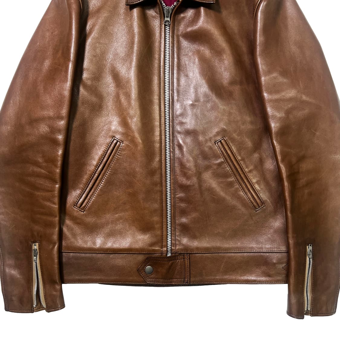 어딕트클로즈 ad-01 싱글 레더 자켓 호스하이드 브라운 (40) 상품이미지4